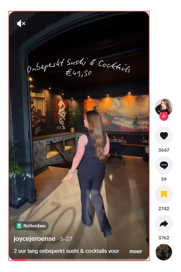 Geplaatste post voor Donso Sushi en Cocktail Bar in Rotterdam.