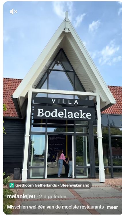 TikTok-video van creator melaniejeu over Villa Bodelaeke in Giethoorn